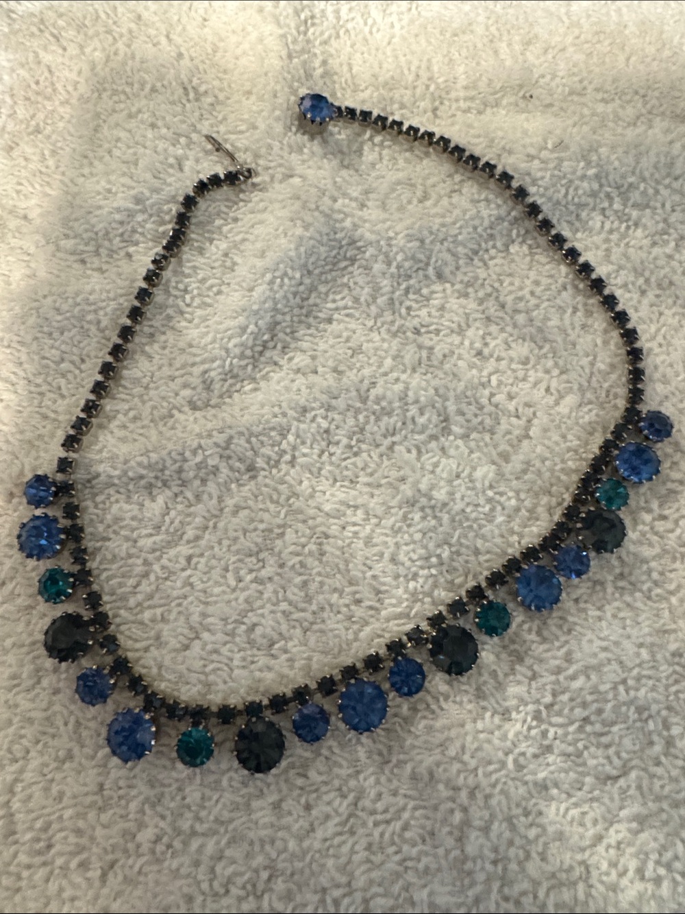 Blue and Teal Crystal Drop Necklace - Women's Fashion Jewelry